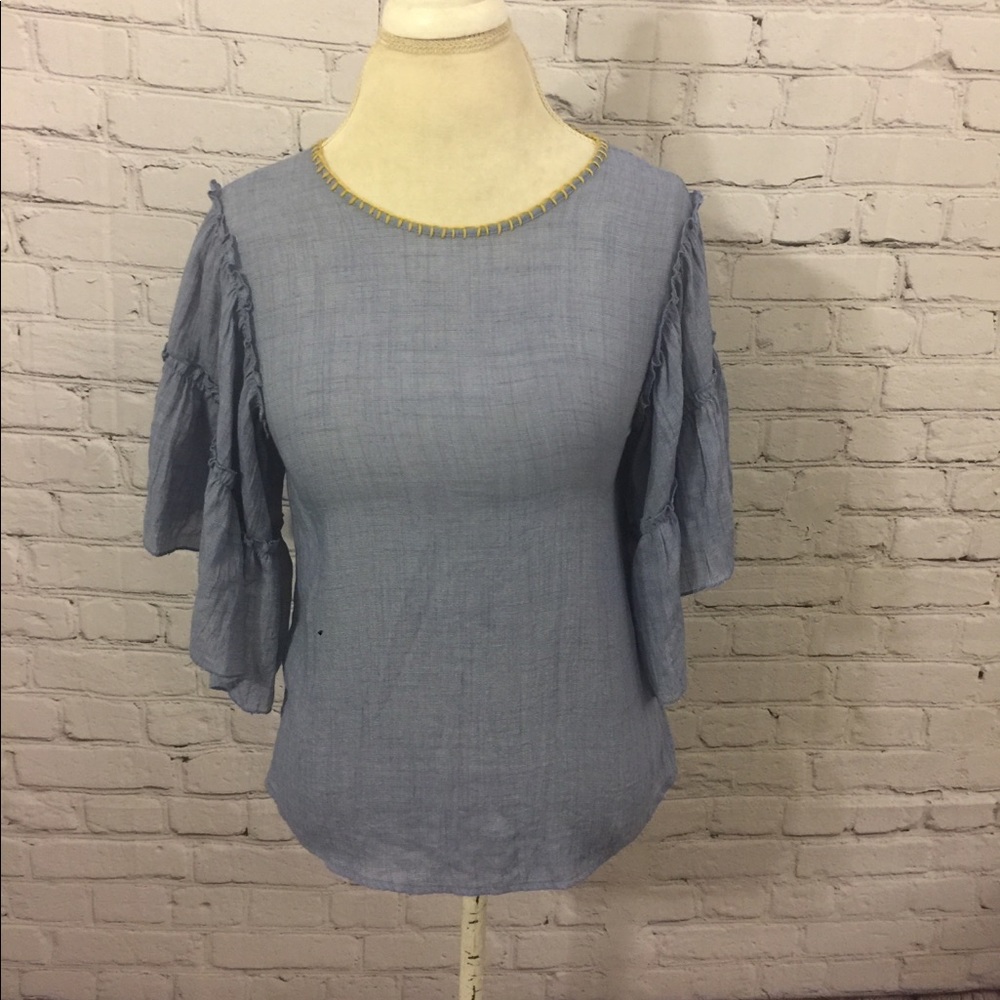 THML chambray boho peasant top size XS